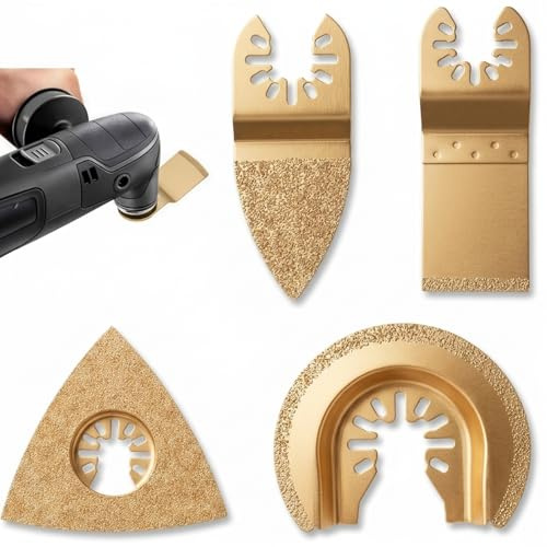 COZERI 4 Stück Multitool Werkzeug Sägeblätter Hartmetall Zubehör Für Fliesen Fugenmörtel Beton Mauerwerk Oszillierende Klingen Für Multifunktionswerkzeuge Ideal Zum Schneiden