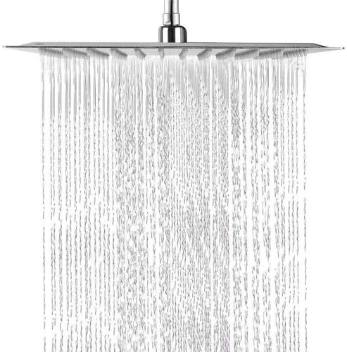Großer Edelstahl-Regenduschkopf mit wasserdichter Skalendüse, 25,4 cm, quadratisches Wasserfall-Design