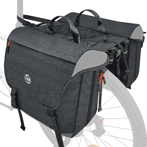 WOTOW Accessori per bici Borse laterali per bicicletta - Borsa per portapacchi posteriore per bici resistente all'acqua da 35 litri con finiture e maniglia riflettenti, borse da sella per bici