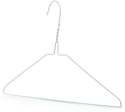 JH AUTOSTORES - Paquete de 100 perchas blancas para ropa para adultos, 40 cm, alambre blanco liso, metal, traje, camisa, barra, acero, 40 cm, 13 g