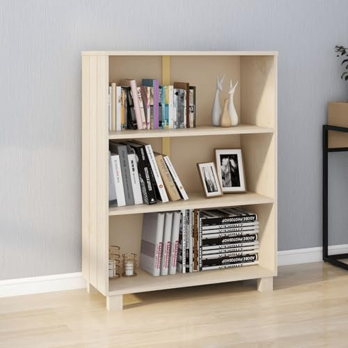 Fasba Bücherschrank, Bücherregal mit viel Stauraum, Büroschrank für Schlafzimmer Wohnzimmer Büro, Aktenschrank Schrank Raumteiler, HAMAR Honigbraun 85x35x112 cm Massivholz Kiefer