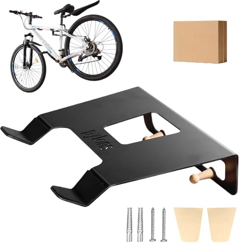 Fahrrad Wandhalterung bis 30kg, Wandmontierter Fahrradständer für Mountainbike, Rennrad, Pendlerrad, Kinderrad mit 2 Holzhaken, 2 Schutzaufklebern und 2 Dehnschrauben, Einfache Installation