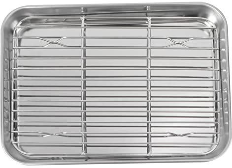SOIMISS 2pezzi Teglia Da Forno Con Griglia Teglie Da Forno in Acciaio Con Griglia Raffreddamento Rimovibile Rettangolare Set Per Scolare Olio