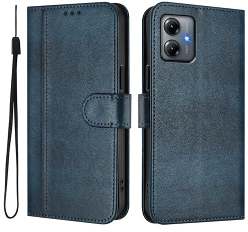 GOGME Funda para Motorola Moto G54 5G - Carcasa Elegante De Cuero TPU con Monedero, Cierre Magnético, Protección 360°, Azul