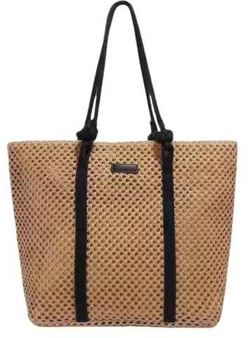 FloralGrace Strohtaschen für Damen, Gehäkelte Strandtasche Große Geflochtene Schultertasche Handtasche, Sommer Handtasche Damen,Strand Tote Strohtasche für Sommerurlaub