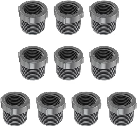 QUARKZMAN 10Pcs PVC Reductor Buje G3/4 Macho Rosca a G1/2 Hembra Rosca Acoplamiento Conectores PVC Tubería Reductor Adaptador Accesorio para Tubería Conexión Plomería Sistema, Gris