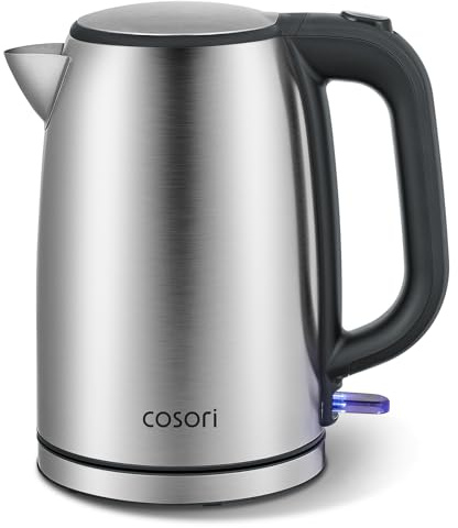COSORI Electric Kettle, Plastic-Free Interior, 2 Lid Opening Angles, Easy to Clean, Automatic Shut Off & Boil-Dry Protection, Stainless Steel Tea Kettle, Hot Water Boiler & Heater, 1.7L, 1500W