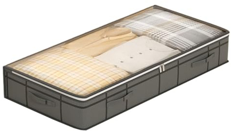 Huvqianu Cassetti sotto il letto | 90 l sotto il letto contenitori per vestiti – organizer per cassetti con coperchio trasparente per camera da letto, armadio, dormitorio, appartamento, coperta