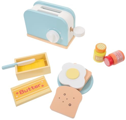 WEKAMOS Wooden Bread Machine Toy for Boys and Girls Cooking Play Set Educational Kitchen Accessories Toy Toaster for Boy Girl