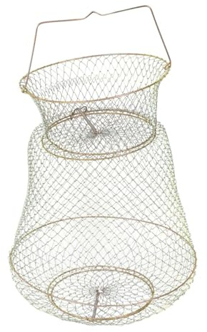 MOTHNUR Rete da Pesca in Filo di Ferro Pieghevole Gabbia Resistente per Granchi e Gamberetti Cestino Leggero e Portatile per Pesca in Lago Fiume e Mare Accessorio Essenziale per Pescatori