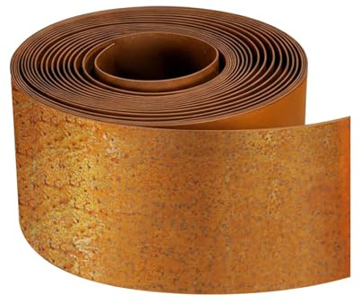 MOOTACO Corten Steel Edging Borders,6 Inch x 33 FT Metal Garden Edging Border,Galvanised Flexible Garden Border Edging for DIY Vegetables Raised Bed,Lawns,Pathway,Flower Tree Surrounds(Pre-rusty)