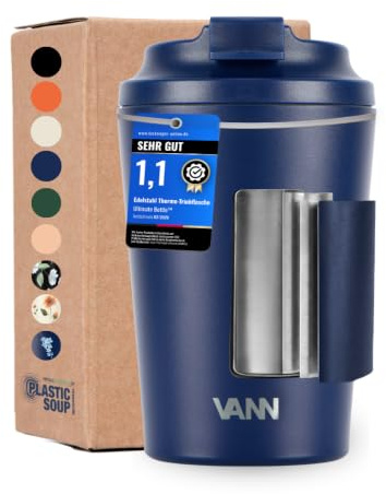VANN Thermobecher 350ML - Kaffeebecher Auslaufsicher [6h kalt 3h warm] | Thermosbecher [BPA-frei] - Ideal als Teebecher und Kaffee für To Go - Spülmaschinenfest - Dunkelblau