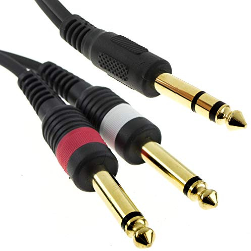 kenable 6.35mm Stereo Jack to Twin 6.35mm Mono BIG Jacks Screened Cable 5m