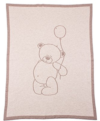 Manta para cuna de bebé de cachemira, unisex, 100% cachemira, diseño de oso de peluche, fabricado en Escocia marrón Natural Multi Talla:80cm wide by 100cm long