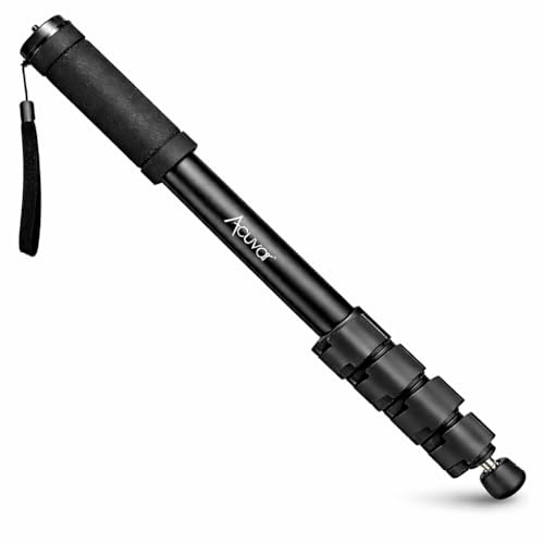 Acuvar 62 Zoll Kamera-Einbeinstativ – leichtes 4-teiliges Aluminium-Einbeinstativ mit Sicherheitsgurt für DSLR, spiegellose und Videokameras