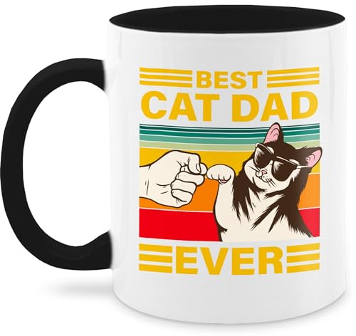 Tasse Tassen 325ml - Katze - Best Cat Dad Ever - 325 ml - Schwarz - katzentassen sprüche katzen katzenpapa kaffeetasse katzenteetasse geburtstagsgeschenk für katzenliebhaber bester teetasse