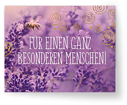 KE - Premium Geburtstagskarte mit Druck, Umschlag & Lavendel Motiv - 100x130mm Klappkärtchen für besondere Anlässe.