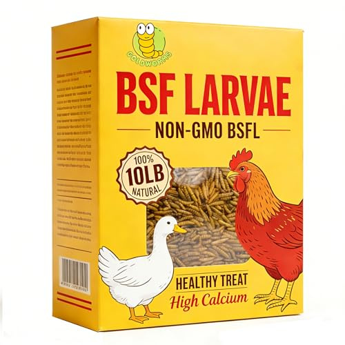 GOLDWORMS 10LB Dried Black Soldier Fly Larvae, 85X More Calcium Chicken Feed Than Mealworms, 100% Natural Non-GMO BSF, Treat for Chickens, Ducks, Laying Hens, Birds