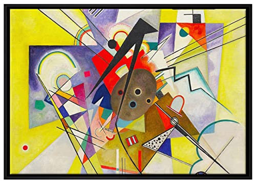 Pixxprint Wassily Kandinsky - Gelbe Begleitung Leinwandbild 80x60 cm im Bilderahmen, Wandbild, Schattenfugenrahmen, Kein Poster