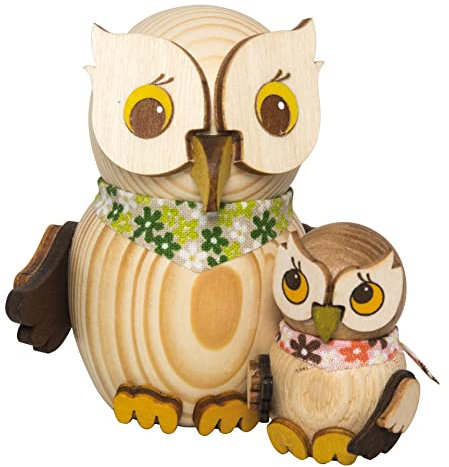 Kuhnert - Dekoration/Holzfigur - Mini Eule mit Kind - ca. 7cm - Made in Germany