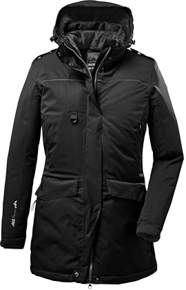 Killtec (KILAH) Women's Parka funzionale con cappuccio staccabile con zip per i proprietari di cani Ostfold WMN PRK B, Black, 48, 35614-000