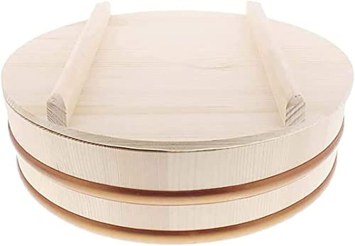 TIKUSAN Hangiri Sushi-Reis-Rührwanne aus Holz, PP-Band mit Deckel, hergestellt in Japan, Sushi-Reisschale, Sushi-Oke (33 cm))