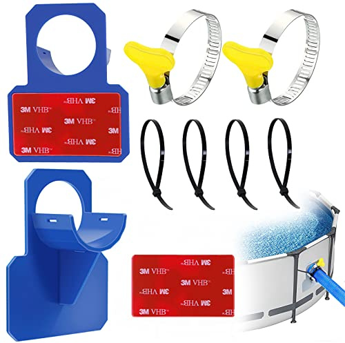 Soportes de Manguera de Piscina, ZoneYan 2 Soporte de la tubería de la Piscina para Tubos de 30-37mm, Soporte Tubo Piscina, Soporte para Manguera Piscina Sobre Suelo, Accesorios de Piscina (Azul)
