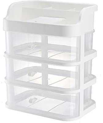 GATEZA Schmuckkiste Kosmetische Aufbewahrungsbox Desktop Finishing Kommode Hautpflege Lippenstift Aufbewahrungsbox Aufbewahrungsbox, weiß Schmuckkasten-Organisatoren. (Size : L)