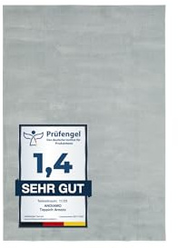 andiamo Teppich Arezzo waschbar Wohnzimmer Esszimmer pflegeleichter eleganter gemütlicher Wohnzimmerteppich Fellteppich einfarbig 80 x 150 cm grau