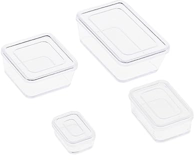 ECSiNG 4Pcs Dollhouse Food Storage Box 1/6 1/12 Scale Dollhouse Bento Box Mini Fresh Box Dollhouse Ornament for DIY Making Plastic Transparent