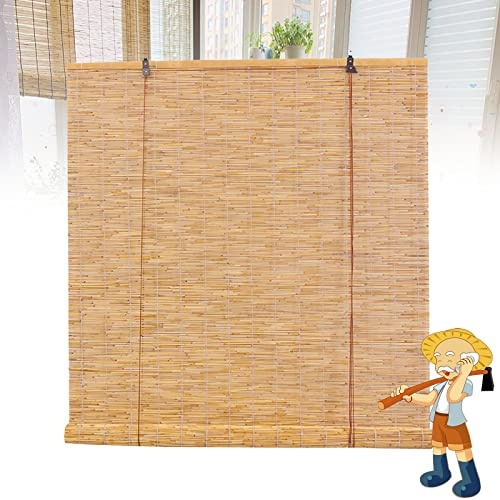 Tende Di Canna Tenda a Rullo In Bamboo Naturale Tapparella Avvolgibile Bambù, Cortina di Bambù Retrò Tenda a Rullo In Bambù Cortina di Bambù Tapparelle per Interni/Esterni 69x183cm/27x72in bianco