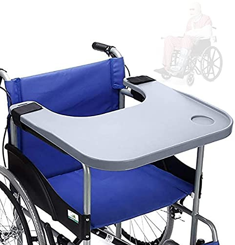 Wheelchair Tray Table with 2 Cup Holders, Removable and Portable Wheelchair Tray for Disabled Persons, Sturdy ABS Tray for Eating, Writing and Daily Use