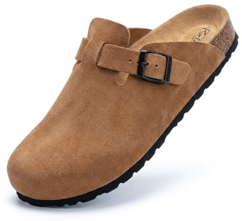 GONKOS®, Lederclogs mit Kork Einlegesohle, Echtes Leder, Naturkork, verstellbare Schnalle am Fuß, Herren/Damen Sandalen, rutschfeste Eva-Sohle, Qualitätssandalen Made in Spain