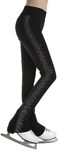 inhzoy Mädchen Eislaufhose Glitzer Eiskunstlauf Leggings Mit Strasse Kinder Stretch Sportleggins Gymnastik Turnhose Ballett Tanz Strumpfhose Schwarz 158-164