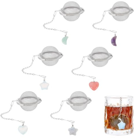 UNICRAFTALE 6pcs Passoire à Thé en Vrac Boule Ronde en Acier Inoxydable Infuseurs à Thé avec Coeur Lune Étoile Support de Pierres Précieuses Passoire à Thé Filtres à Thé Ensemble pour Infusion de Thé