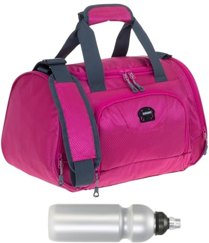 Sporttasche klein 42 cm Gym Bag Sport Elephant Trainer 1242 pink +Flasche | berry rosa Damen Herren Kinder Schule Reise Arbeit Fitness Tasche Gymbag Sportstudio 18 L