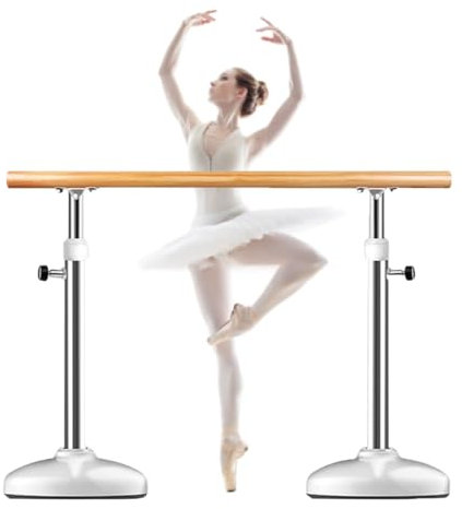 Ballettstange, tragbare Ballettstange aus Stahl mit Stabiler Basis und Holzgriff, einstellbare Höhe 80–120 cm (A3 1 m/3,3 ft)