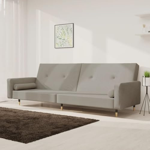LAPOOH Schlafsofa 2-Sitzer mit 2 Kissen Hellgrau Samt, Loungesofa, Sofas & Couches, Relaxsofa, Couch für Wohnzimmer, 375749