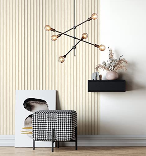 Newroom Vliestapete Creme Holzoptik Skandi Tapete Schlafzimmer | Feine Rillenstruktur, Cremebeige Landhausstil, Wandtapete Strukturtapete Flur Büro Wohnzimmer
