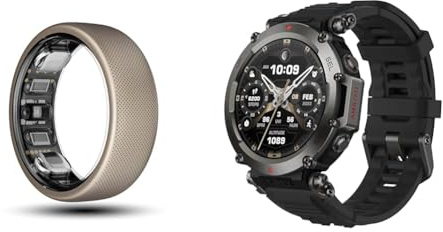 Amazfit Helio Ring Size 9 T-Rex Ultra 47mm SmartWatch Reloj Deportivo Premium Multideporte con GPS