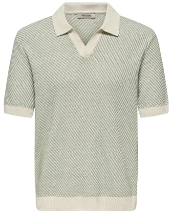 ONLY & SONS Knit Onsadrian Life Reg 7 SS Resort Polo en Maille, Iceberg Green, L Homme
