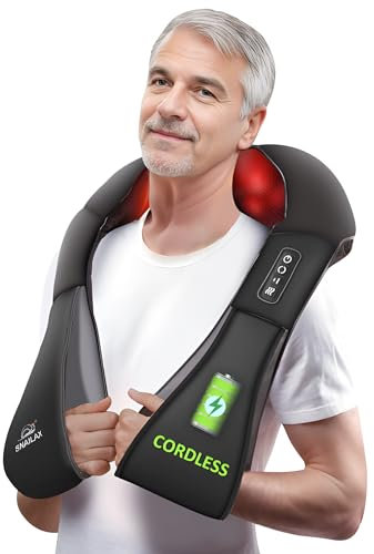 Snailax Cordless Neck Massager with Heat, Shiatsu Deep Tissue Kneading Shoulder Massager, Neck Massager for Neck Pain Shoulder, Back Massager Gifts for Women,Men