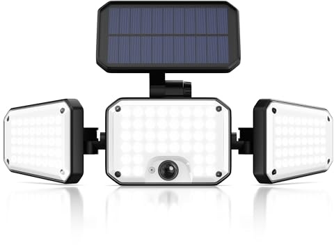Brandson - LED Strahler Außenleuchte - Sicherheitsleuchte für Außen mit Bewegungsmelder – Solarlampe 120 LEDs - Wandleuchte mit Solar Aussen – PIR Bewegungssensor – 2400 mAh Akku - Außenbeleuchtung