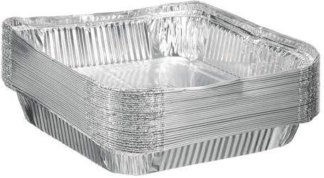 QUARKZMAN 30 piezas de Moldes de Aluminio para Tartas de 8.27 Cuadrados Desechables Antiadherentes para Tartas, Quiches, Cocinar, Recalentar en Fiestas, Color Plata