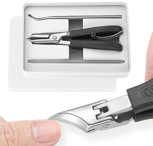 Adlerschnabel-Nagelknipser Set mit Abgeschrägtem Schnabel, drei Sätze Knipser für Schräg Eingewachsene Zehennagelknipser,Dicke Nägel, Pflege Eingewachsener Nägel bei Senioren (schwarz)