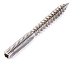 FHC HBM8X2 Dowel Screw - M8 x 100mm Long Hanger Bolt Brushed Stainless - pack of 10