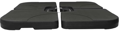Gecheer Heavy Duty Parasol Base - 4 Part Water/Sand Fillable, 60L/80kg Capacity, Black Plastic, Cross Base Suitable, 3m Max Diameter Model41611