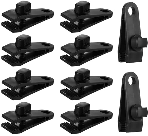 10 Pz Clip per Tende, Clips per Teloni, Clip di Fissaggio Nere, Morsetti Universali per Accessori Campeggio Tenda, Tende da Sole, Striscioni e Teloni per Tendes