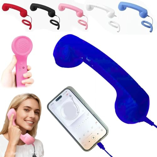 Retro Phone Handset,USB C Retro Phone Handset for iPhone & Android,CellPhone Receiver with Microphone & Speaker,Bluetooth/Type-C Telephone 90s Style Landline Handle Receiver Cell Mobile Phones