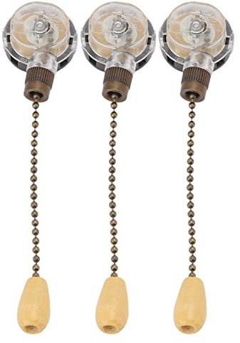 Haofy Deckenventilator-Zugkettenschalter, 250 V, 125 V, 3 A, 6 A, Rostfreies Metall mit Langer Lebensdauer für Deckenleuchte, Wandlampe, Ventilatorlicht-Ersatz für Zuhause, Wohnung,